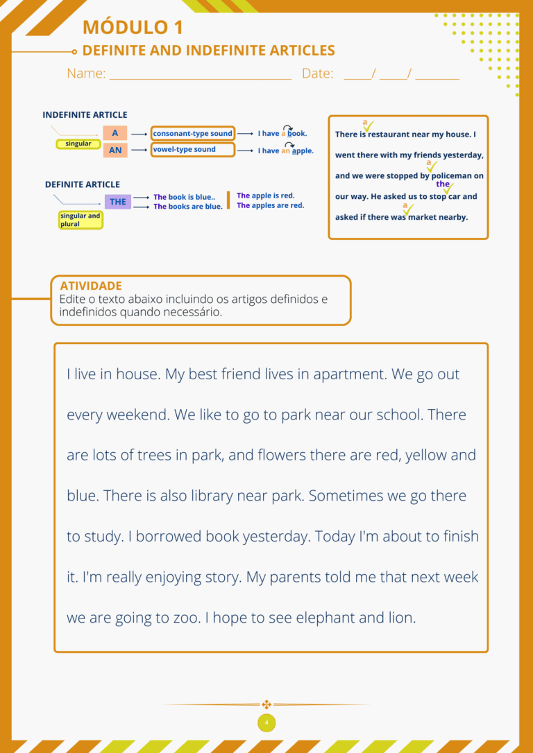 Exercícios - Definite and Indefinite Articles
