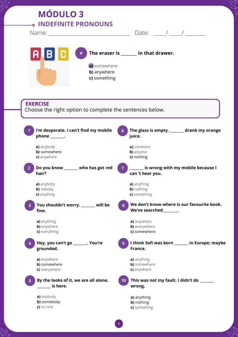 EXERCÍCIOS - IND. PRONOUNS (1)