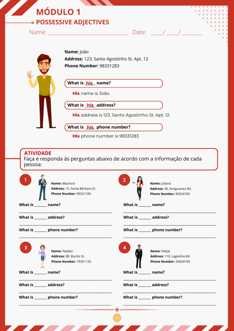 Exercícios - Possessive Adjectives (1)