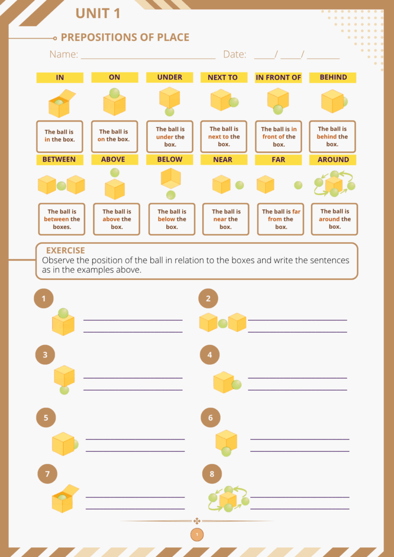 UNIT 1 - PREPOSITIONS OF PLACE