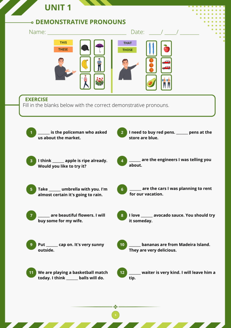 UNIT 1 - DEMONSTRATIVE PRONOUNS