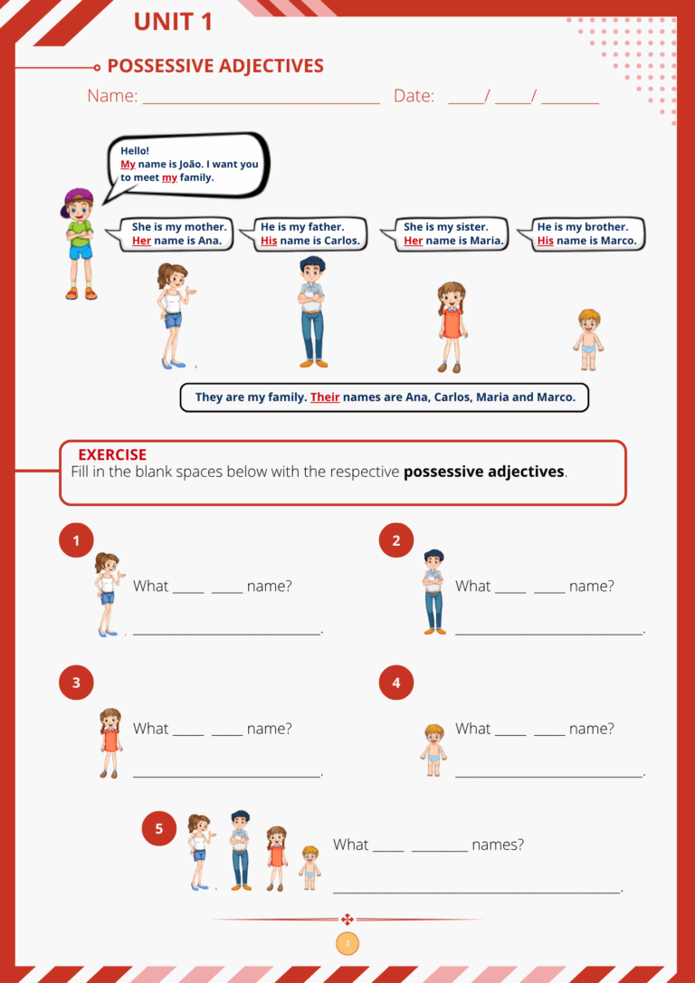UNIT 1 - POSSESSIVE ADJECTIVES