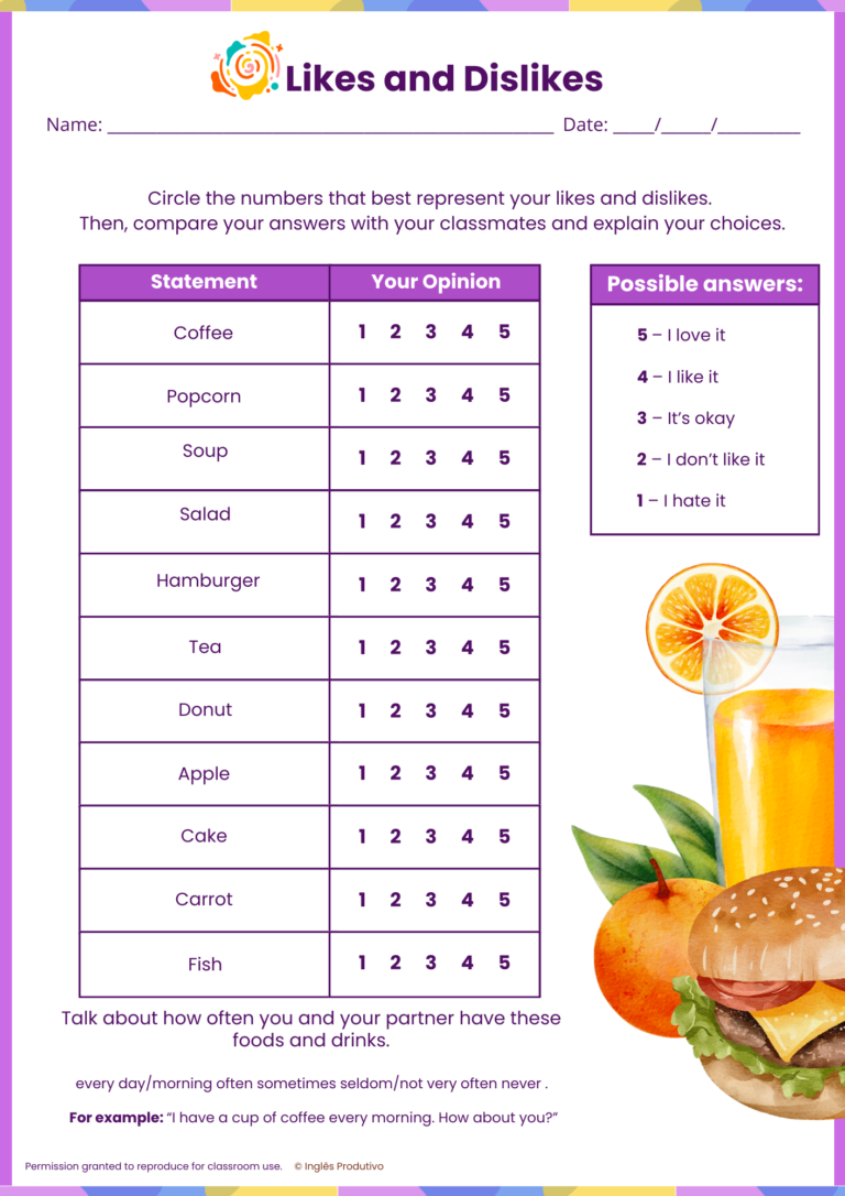 VOCAB PACK - Food and Drinks (6)