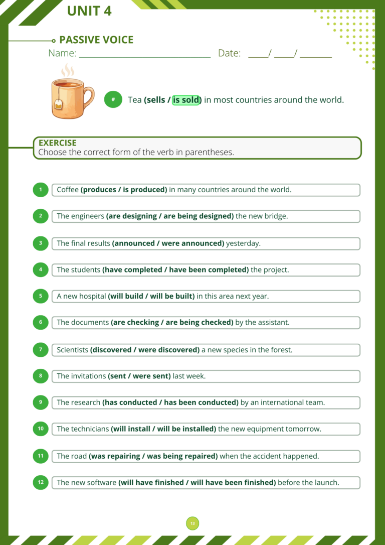 UNIT 4 - PASSIVE VOICE - (1)